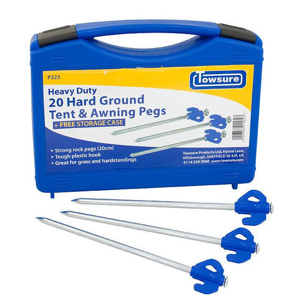 20 Heavy Duty Hard Ground Tent & Awning Pegs - Towsure