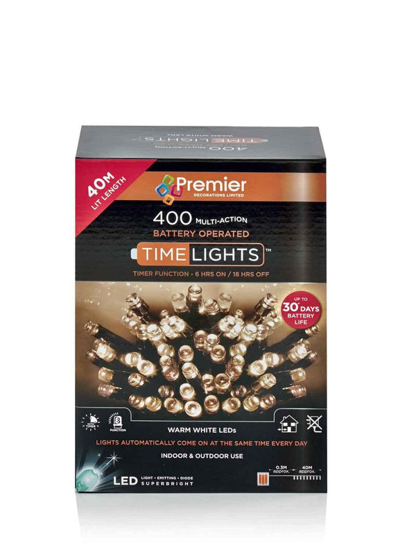 400 Multi Action Battery-Operated LED Warm White Christmas Lights - Towsure