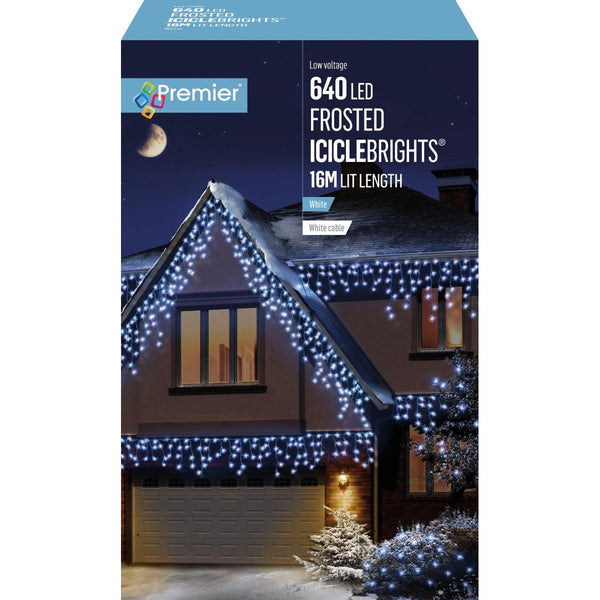 640 LED Christmas Frosted IcicleBrights Lights - Cool White 16 Metres - Towsure