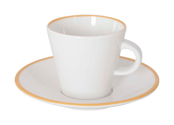 Gimex Linea Line Melamine Espresso Cup Set 85ml - White with Gold Trim - Set of 2