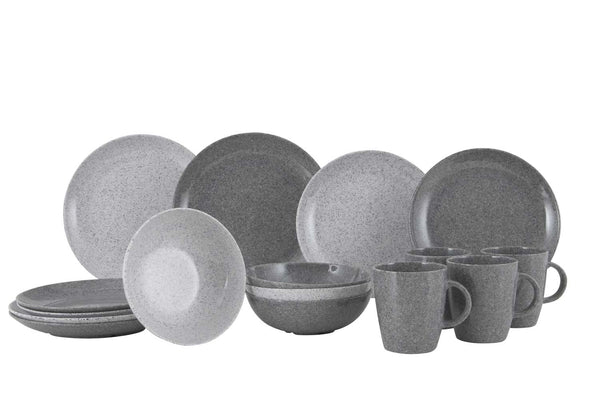 Gimex Premium Melamine Tableware - Granite Grey 16 Piece Set