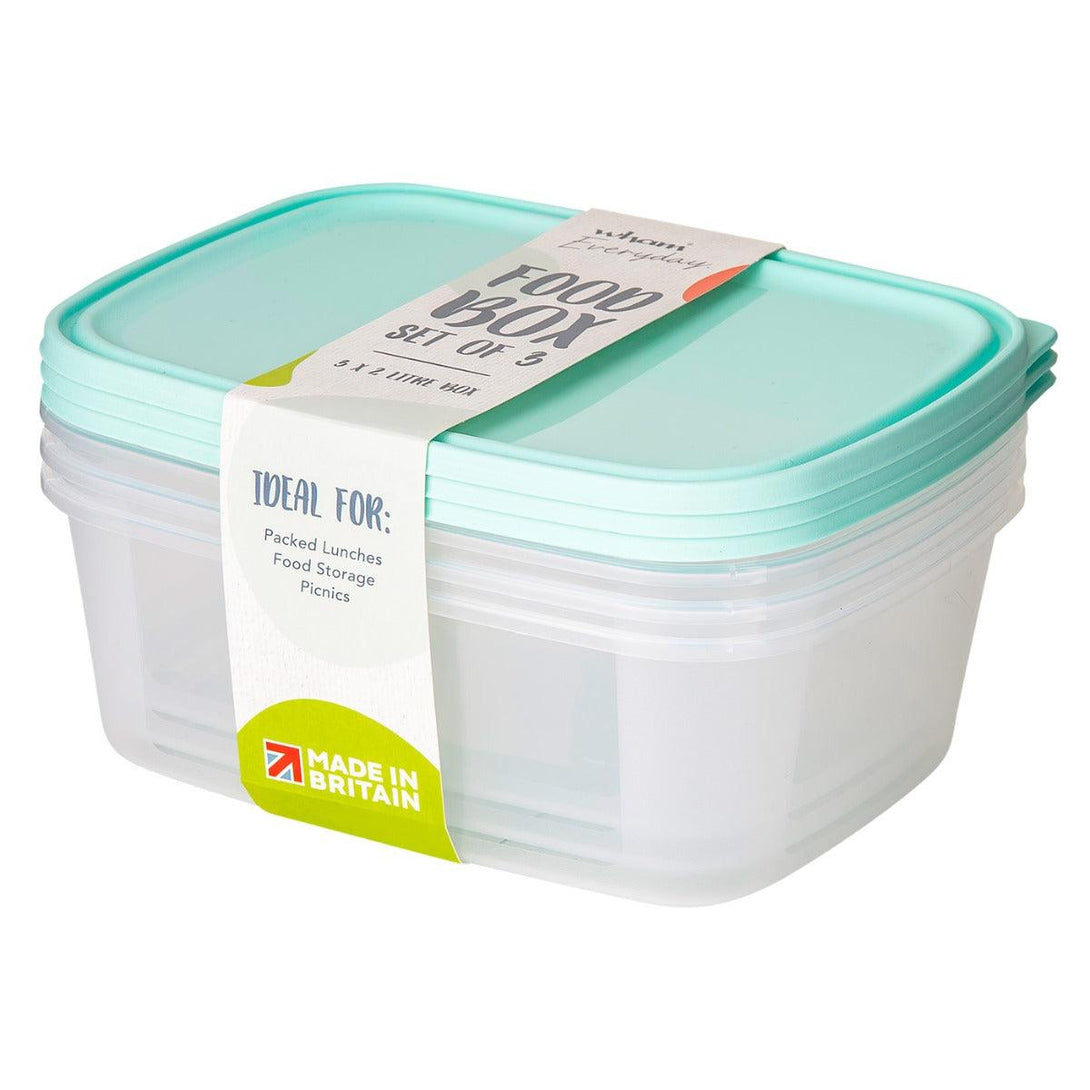 Everyday 2 Litre Plastic Food Box Containers - Set of 3 - Towsure