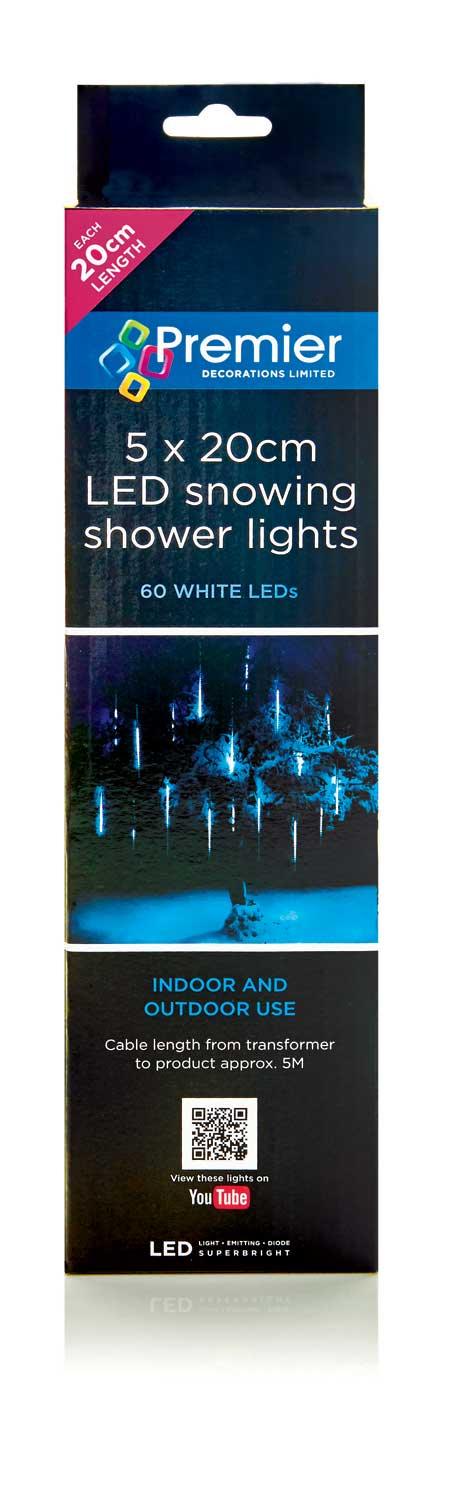 LED Snow Shower Low-Voltage LED Indoor / Outdoor Christmas Lights - 5 x 20cm - Towsure