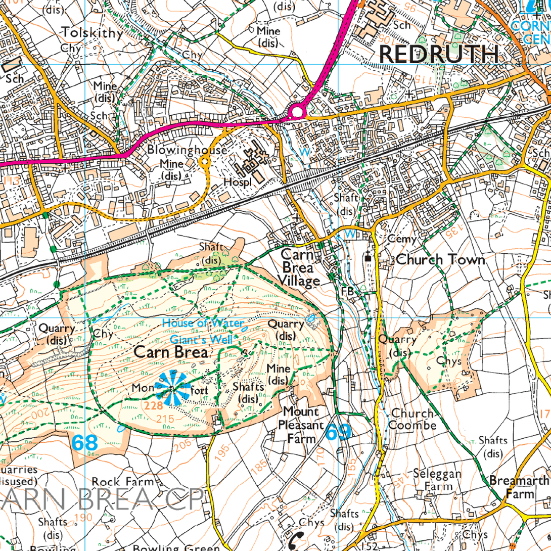OS Explorer Map 104 - Redruth & St Agnes Camborne & Perranporth - Towsure