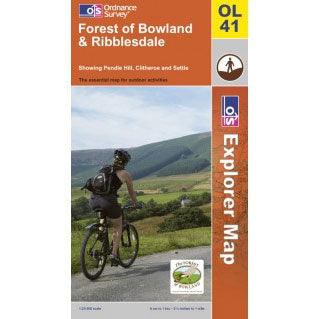 OS Explorer Map OL41 - Forest of Bowland & Ribblesdale Pendle Hill Clitheroe & Settle - Towsure