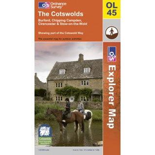 OS Explorer Map OL45 - The Cotswolds Burford Chipping Campden Cirencester & Stow-on-the Wold - Towsure