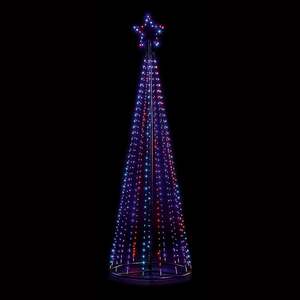 Premier Decorations 2.1m Pin Wire Pyramid Tree with Top Star - Rainbow - Towsure