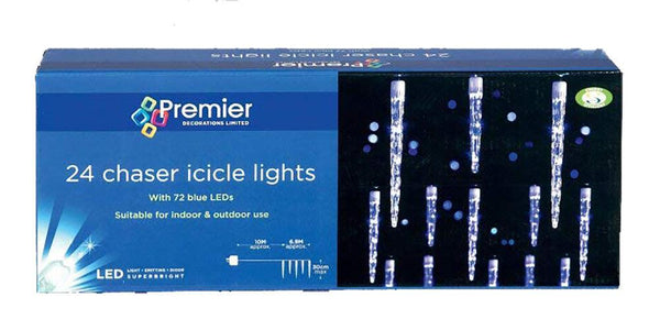 Premier Decorations 72 LED Lights Chasing Icicles Blue
