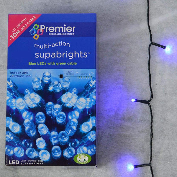 Premier Decorations 80 Supabright LED Lights Blue