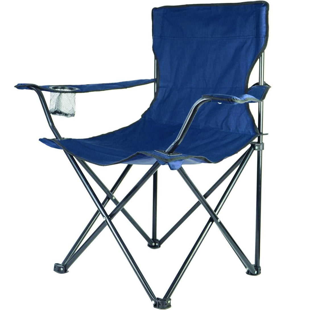 Redwood Folding Canvas Camping Chair with Arms - Blue - Towsure
