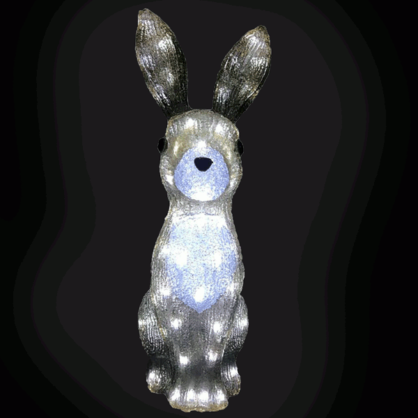 Snowtime Acrylic Hare With 100 Ice White LED Lights