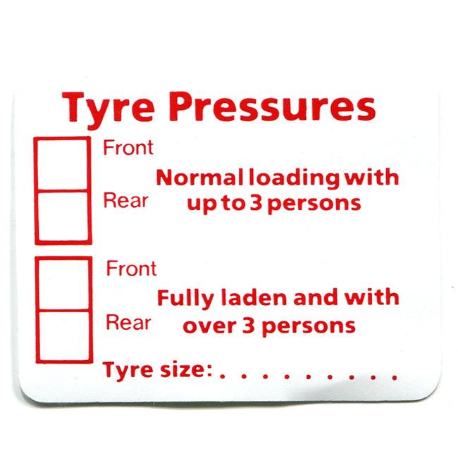 Tyre Pressure Sticker - Towsure