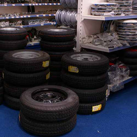 Trailer tyres, wheels and parts on display in Towsure Sheffield