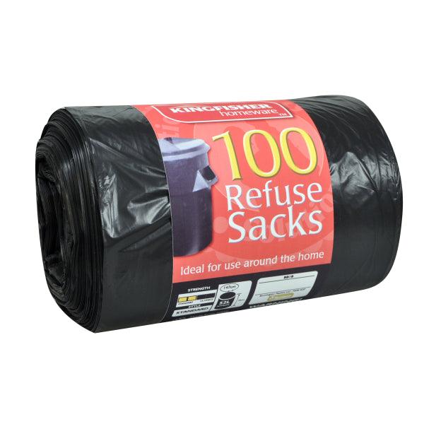 100 Pack of Quality Black 70L Refuse Sacks - Towsure