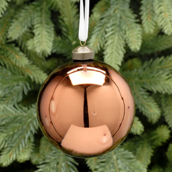 Festive Productions 10cm Shiny Copper Glass Christmas Bauble