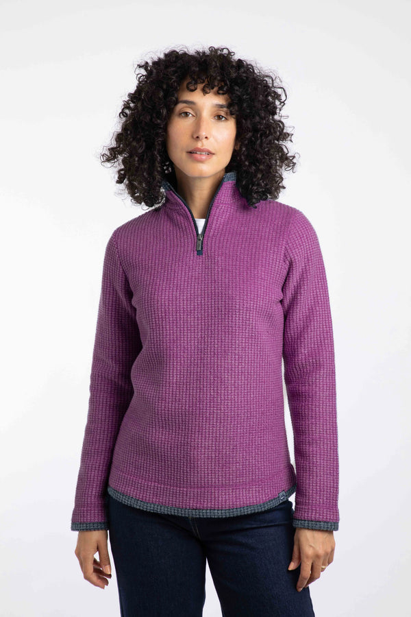 Weird Fish Beye Women's 1/4 Zip Grid Fleece - Purple Wine