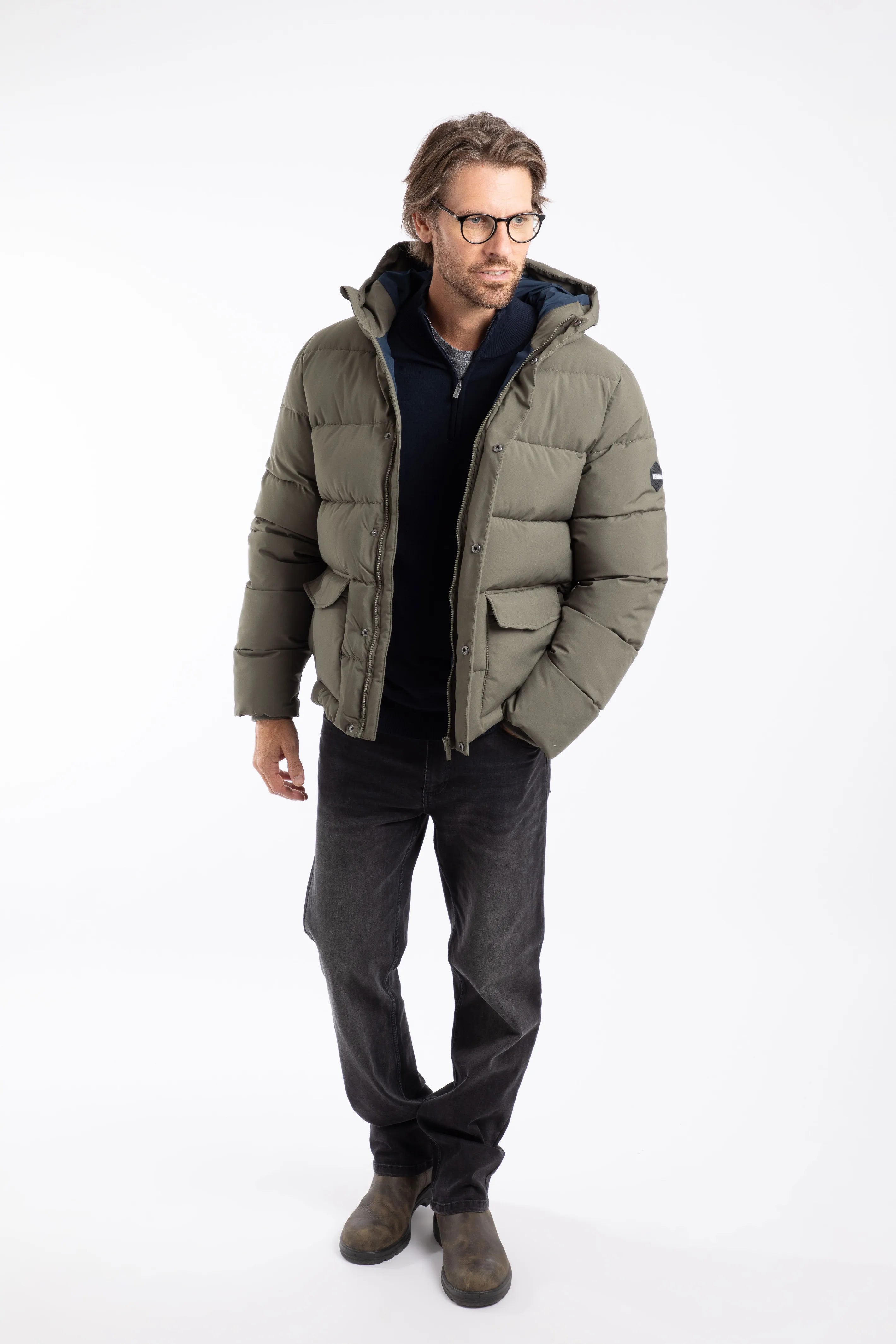 Weird Fish Calderwood Men's Padded Jacket - Lichen Green - Towsure