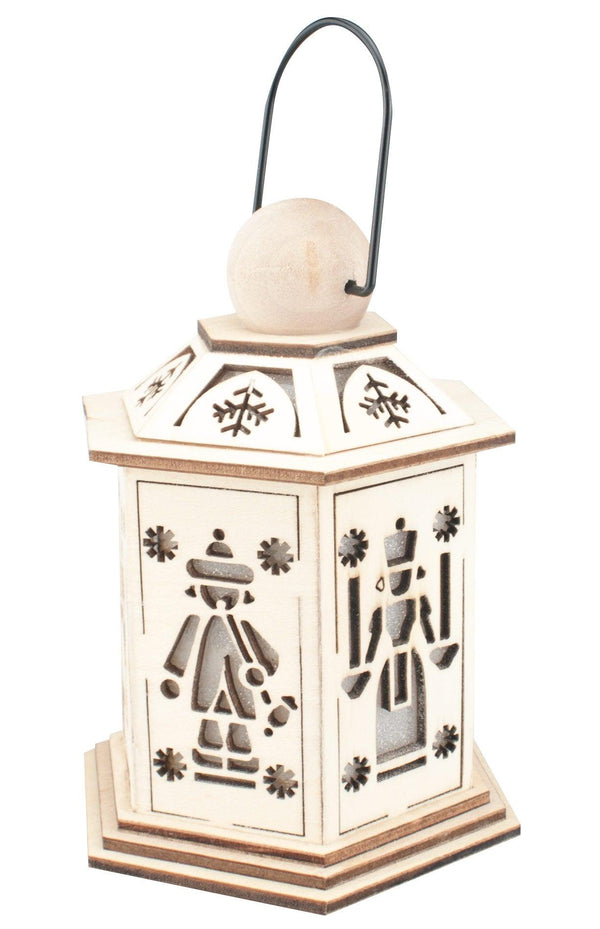 14cm LED Wooden Christmas Lantern - Angel & Miner - Towsure