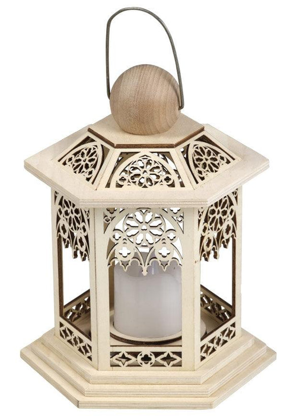14cm LED Wooden Christmas Lantern - Gothic - Towsure