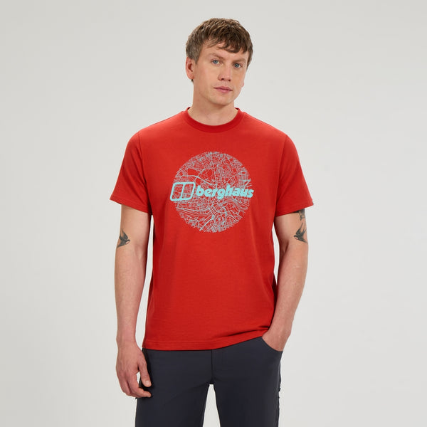 Berghaus 'Map Of The Toon' Men's T-Shirt - Orange Mica
