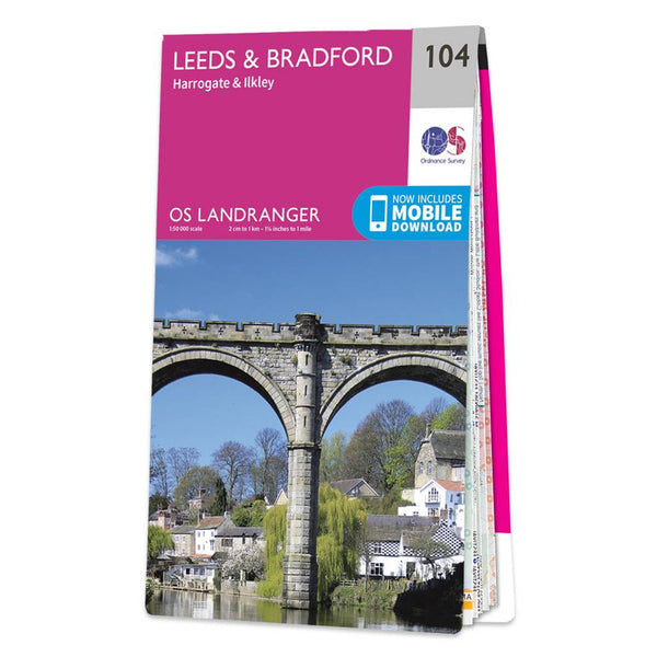 OS Landranger Map 104 Leeds & Bradford Harrogate & Ilkley