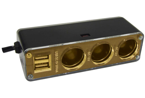 3 in 1 12v / 24v Power Socket with 2 USB Adaptors - Towsure