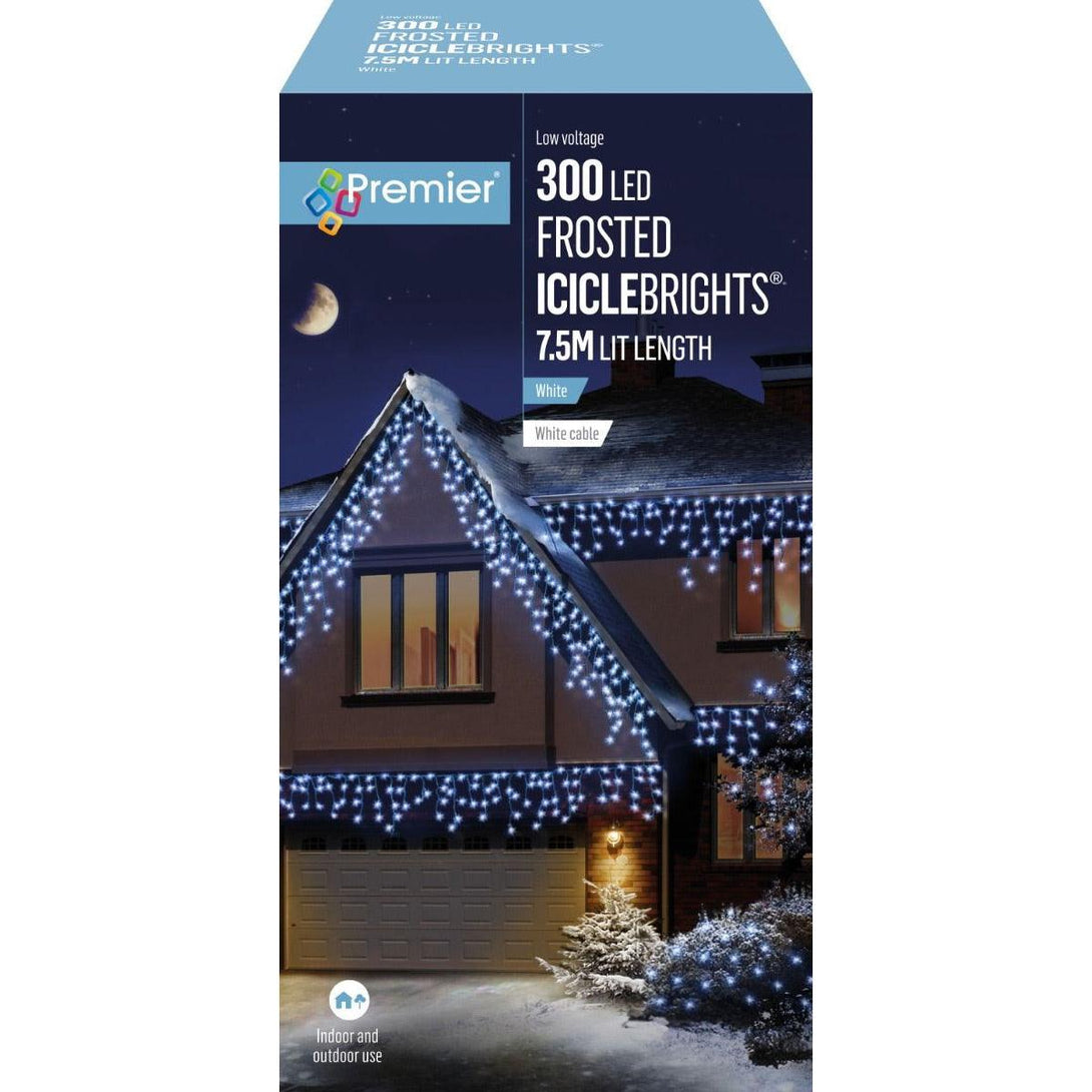 300 LED Christmas Frosted IcicleBrights Lights - Cool White 7.5 Metres - Towsure