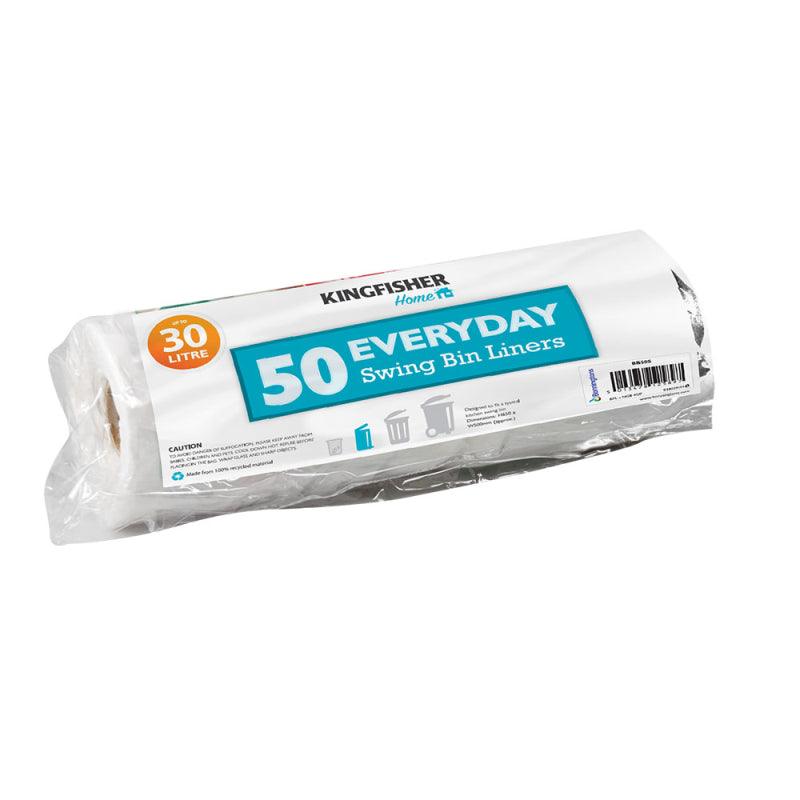 50 Pack of White Value 30L Swing Bin Liners - Towsure