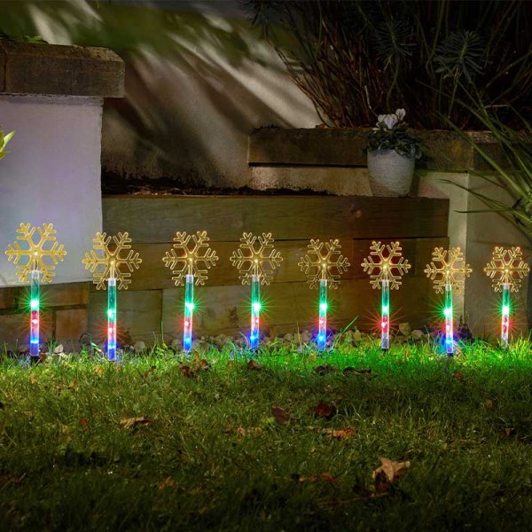 Snow Decor Stake Lights - Set of 8 Multi