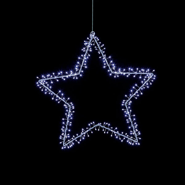 60cm Ultrabrights LED Hanging Christmas Star with Timer - White