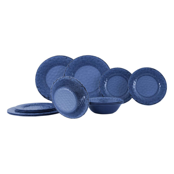 Gimex Stone Line Premium Melamine Tableware - Azure Blue 12 Piece Set