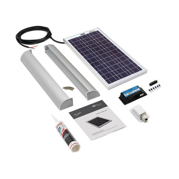 PV Logic 20 Watt Aero Alloy Solar Panel Motorhome & Boat Kit