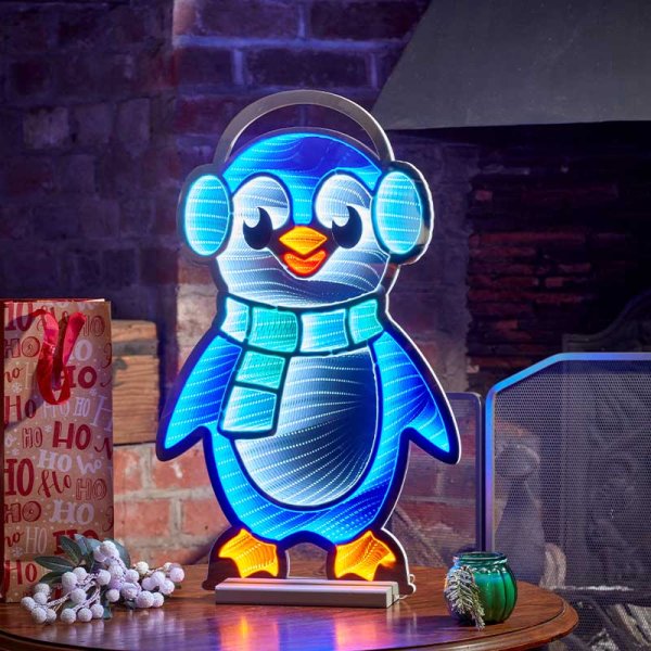 Penguin Infinity Light Up Mirror