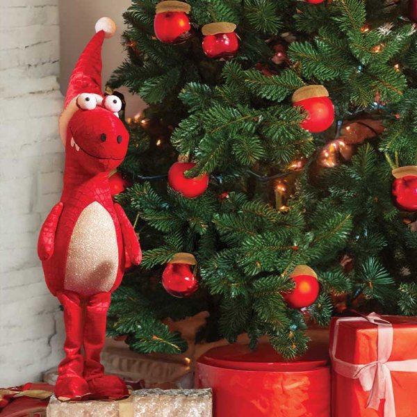 Standing Red Festive Dino - 30cm