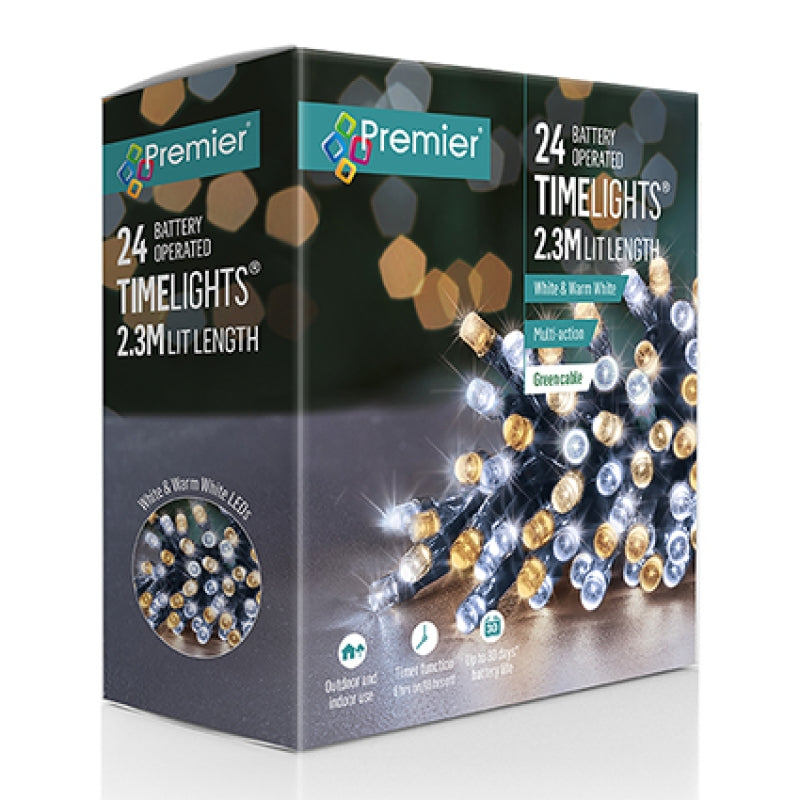 Premier 24 White & Warm White LED Lights - Battery Operated - Towsure