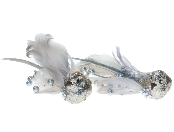 Premier Decorations 2pcs Feather Birds - Silver