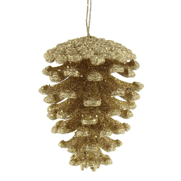 Festive 7.5cm Gold Glitter Pinecone Christmas Decoration