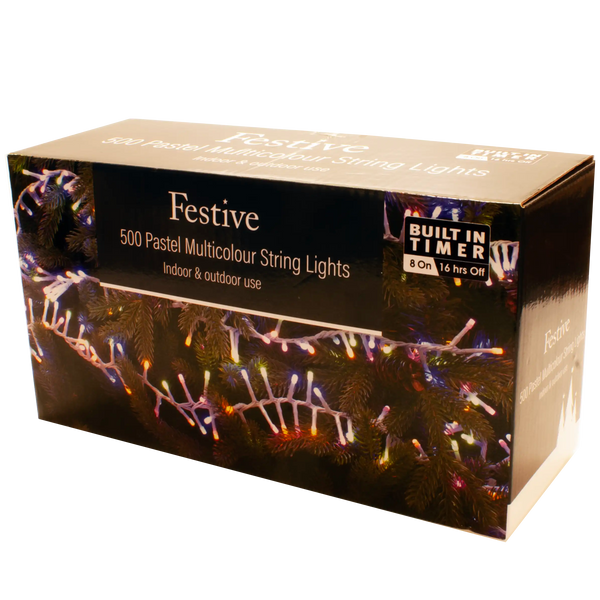 Festive 500 Pastel Multicolour Indoor/Outdoor Christmas Lights