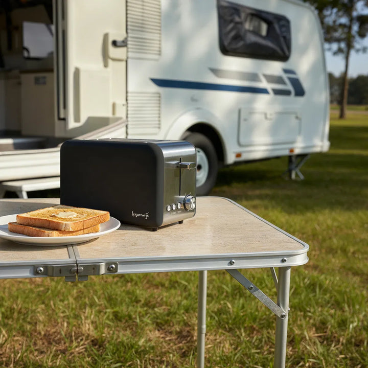 Sleek 850W 2-Slice Stainless Steel Toaster - Black