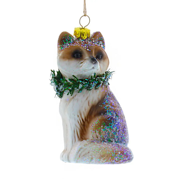 Festive 10cm Hanging Glitter Fox Christmas Decoration