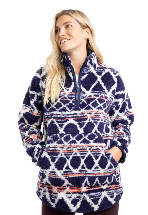 Weird Fish Pikard Women's Borg Hoodie - Navy Blue