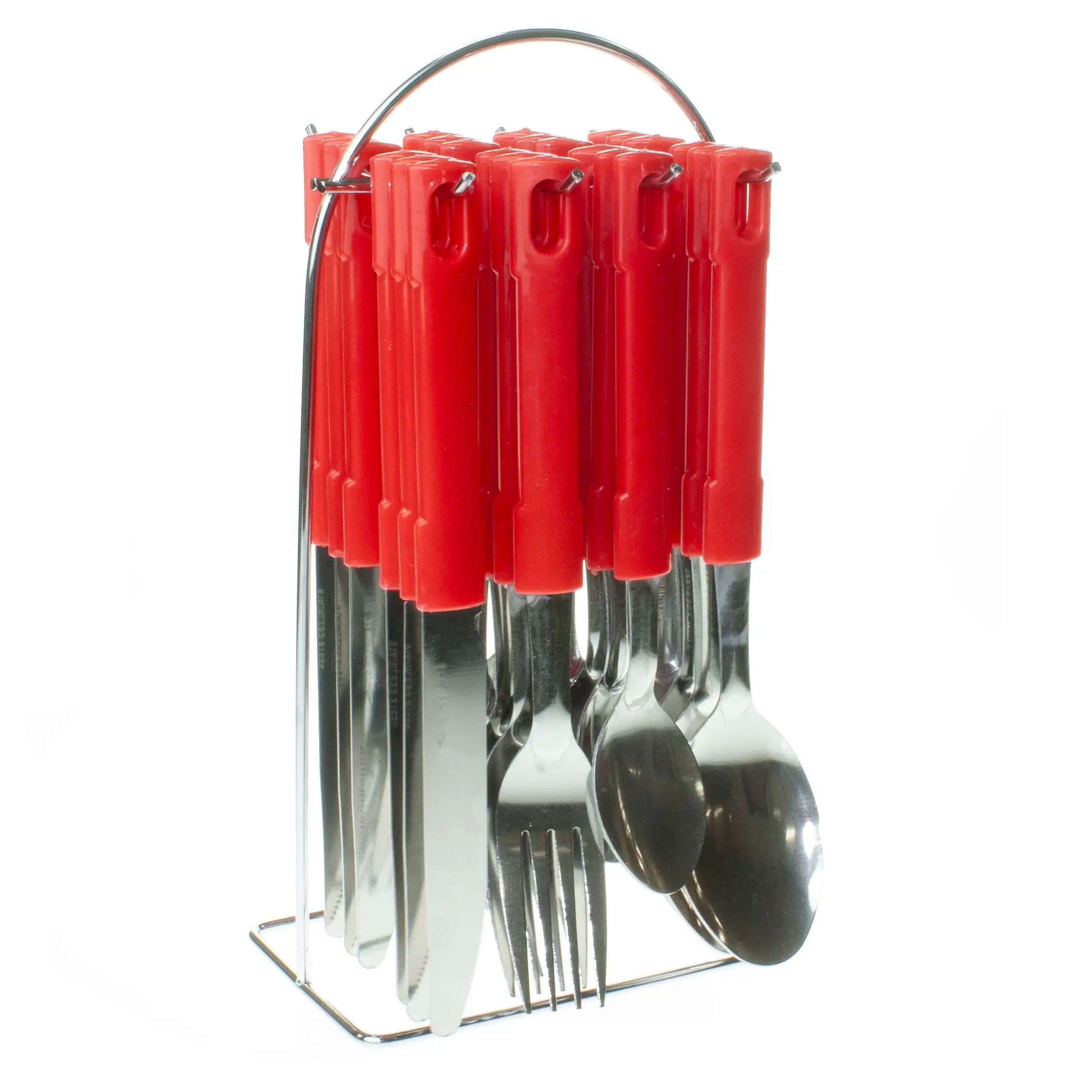 thumbnail image 2 of 24-Piece Stainless Steel Cutlery Set With Floral Stripes - Service For 6, Includes Stand/Rack 2 of 6