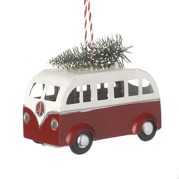 Red & White Campervan with Tree Hanging Christmas Decoration
