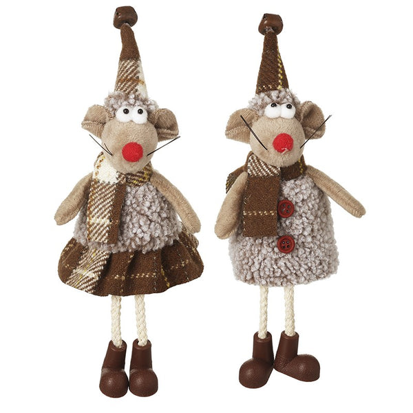 Charming Festive Mice in Scarf and Hat – Assorted Designs (20cm)
