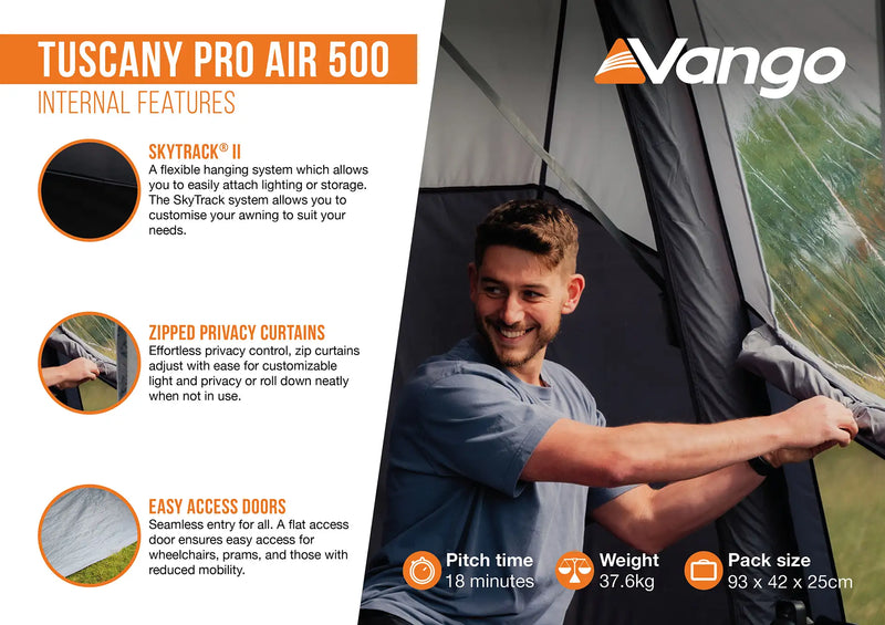 Vango Tuscany Pro Air 500 Awning Internal Features