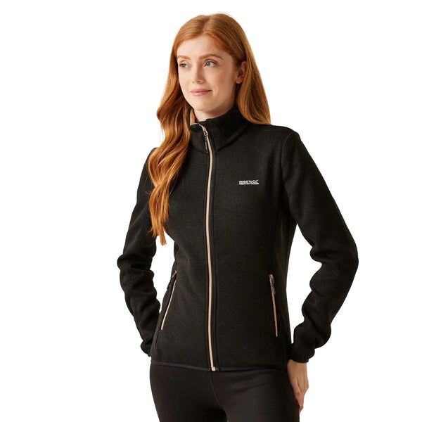 Women's Regatta Newhill Full Zip Fleece - Black Warm Taupe