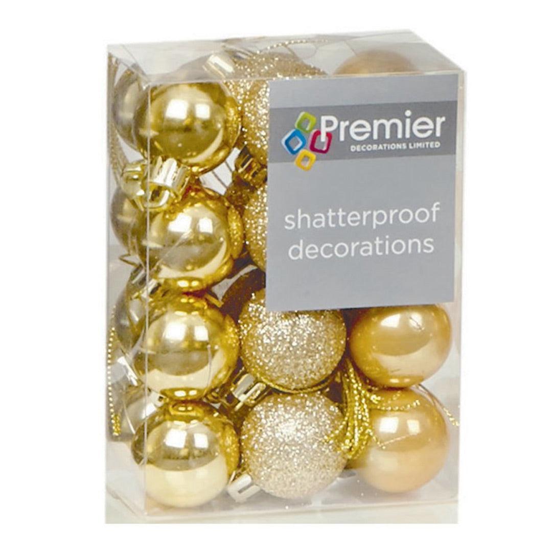 Accents 24 Multi Finish Christmas Baubles 30mm - Gold - Towsure