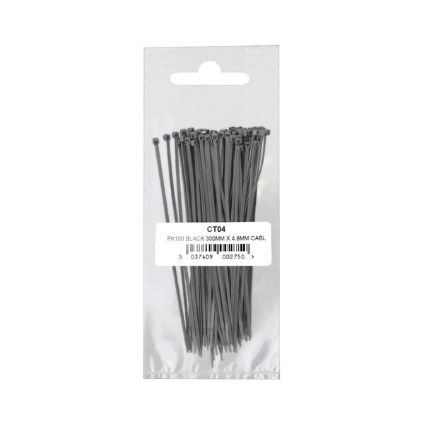Cable Ties Black 300mm x 4.8mm - Pack of 100 - Towsure