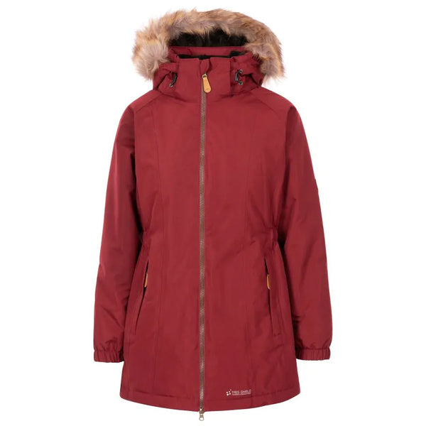 Trespass Women's Fleece Lined Parka Jacket Celebrity - Dark Cherry