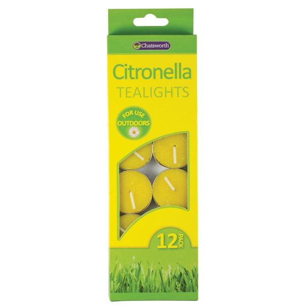 Chatsworth Insect-Repelling Citronella Tealight Candles - Pack of 12 - Towsure